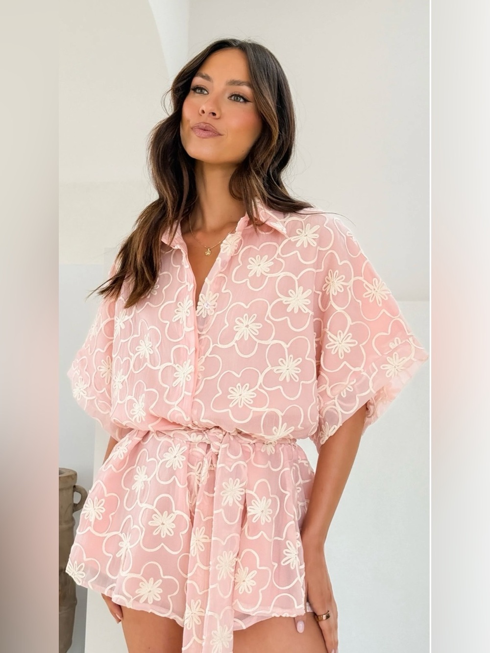 Billy J Australia Sz 12 Playsuit Pink & White Floral Romper NWT